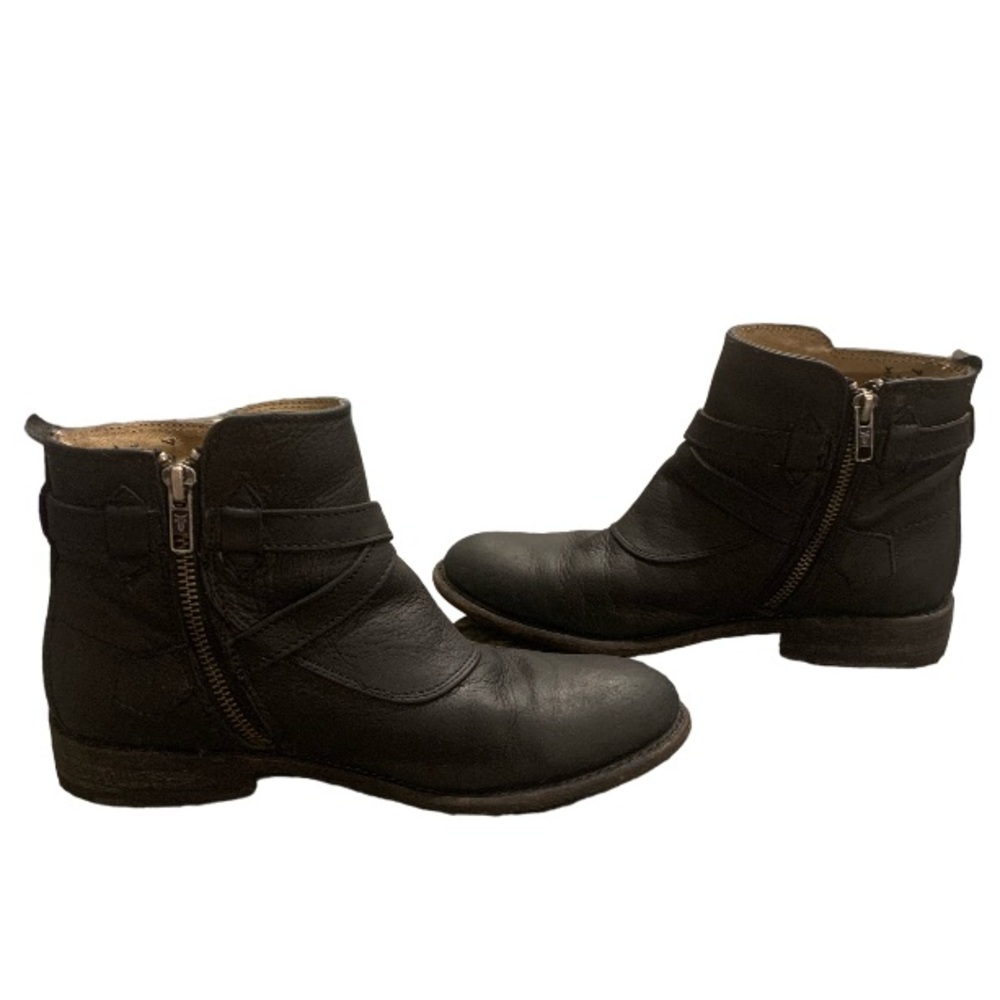 FRYE Jayden Cross Strap Black Leather Boots - Picture 4 of 10